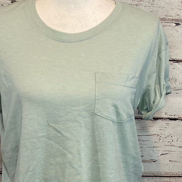 H&M T-Shirt Cropped w Pocket Light Green-M - Picture 2 of 3